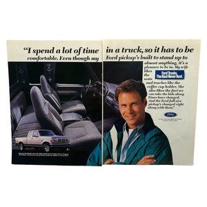 1993 Ford F Series Trucks Vintage Print Ad Pickups Built Ford Tough 2 Page